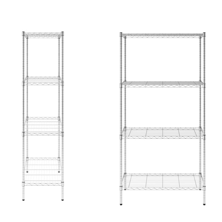 SafeRacks 4 Tier  Steel Wire Shelving Unit w/4 Leveling Feet, Silver (Open Box) - VMInnovations
