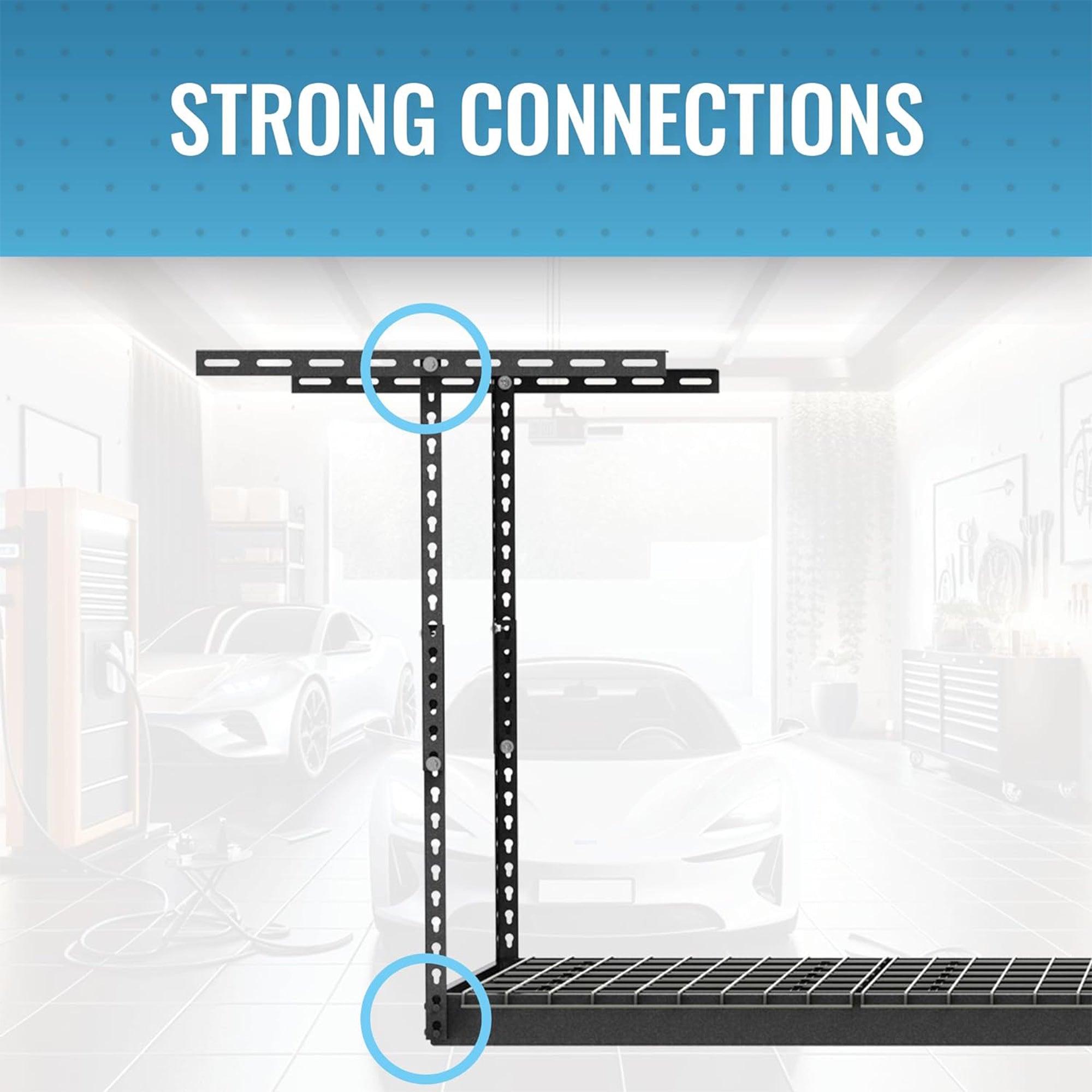 MonsterRax 2' x 8' Overhead Garage Storage Rack Holds Up to 350 Lbs, Hammertone - VMInnovations