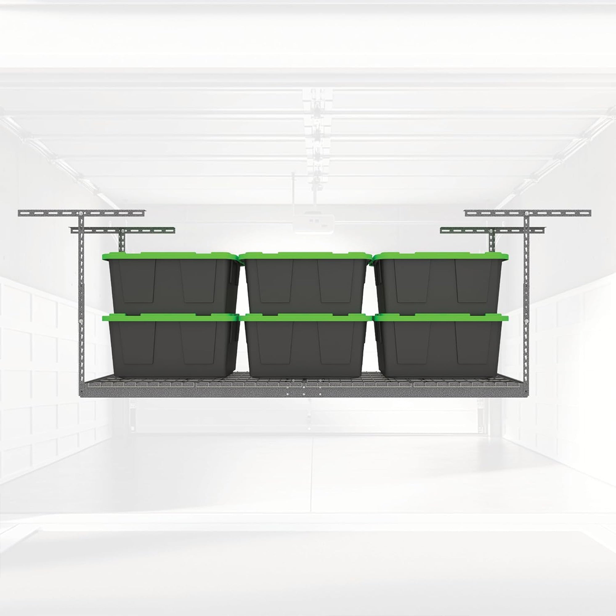 MonsterRax 2' x 8' Overhead Garage Storage Rack Holds Up to 350 Lbs, Hammertone - VMInnovations