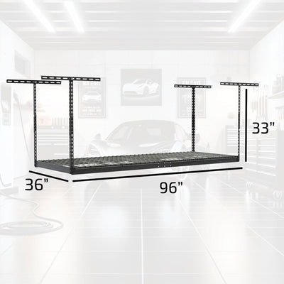 MonsterRax 3' x 8' Overhead Garage Storage Rack Holds Up to 450 Pounds, Grey
