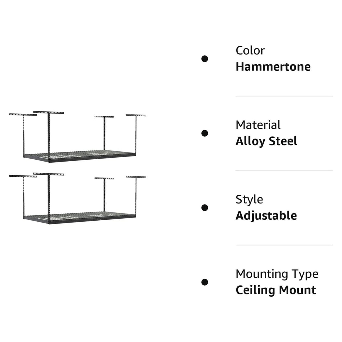 MonsterRax 3' x 8' Overhead Garage Storage Rack Holds Up to 450 Pounds, White