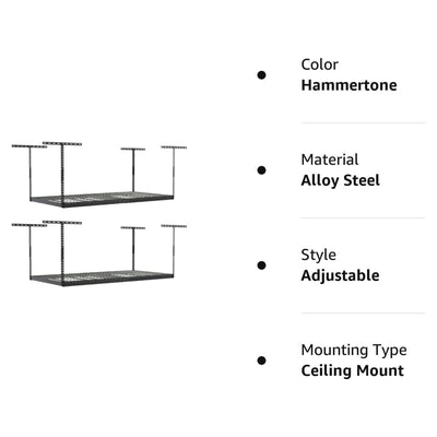 MonsterRax 3' x 8' Overhead Garage Storage Rack Holds Up to 450 Pounds, White