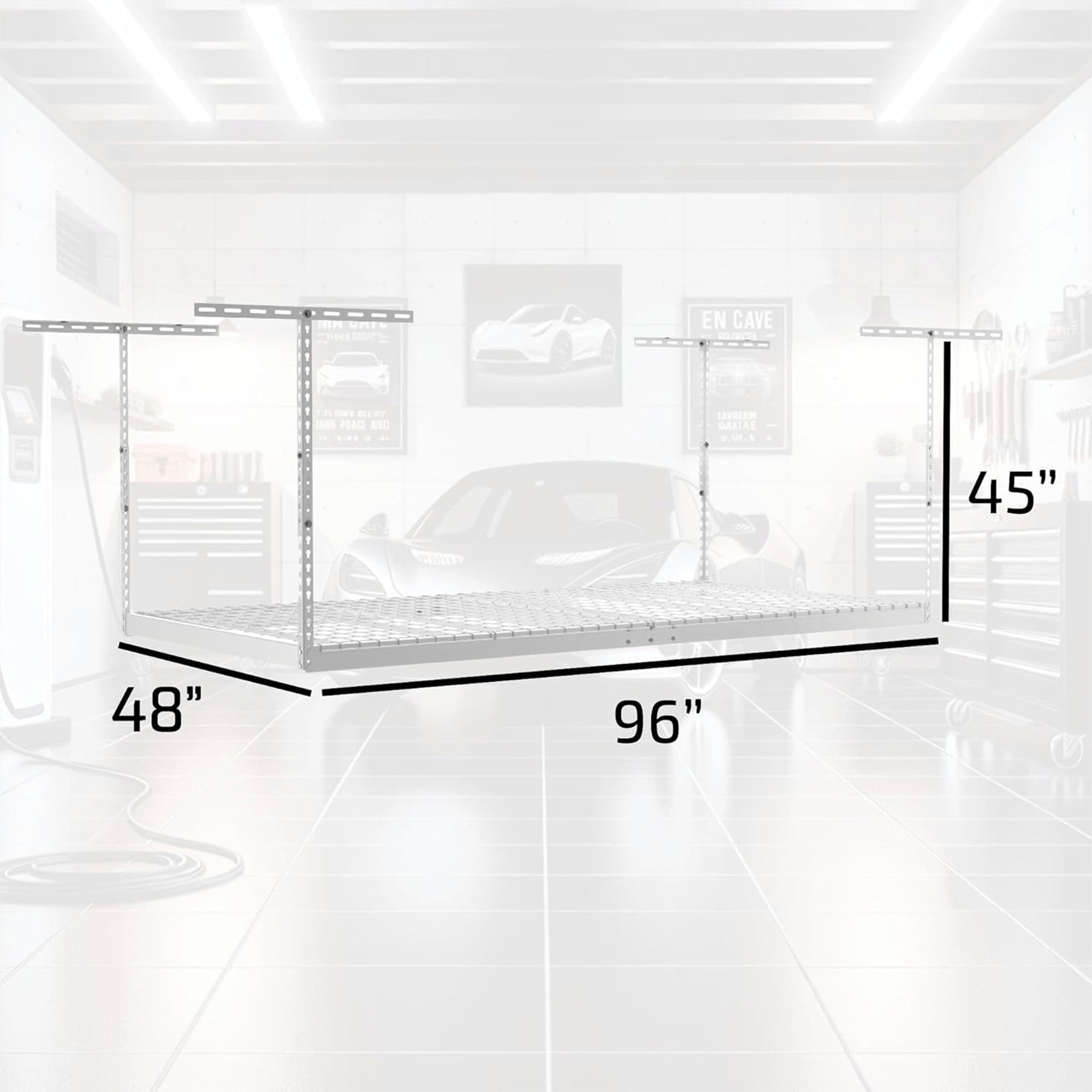 MonsterRax 4' x 8' Overhead Garage Storage Rack Holds Up to 500 Pounds, White