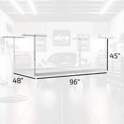 MonsterRax 4' x 8' Overhead Garage Storage Rack Holds Up to 500 Pounds, White