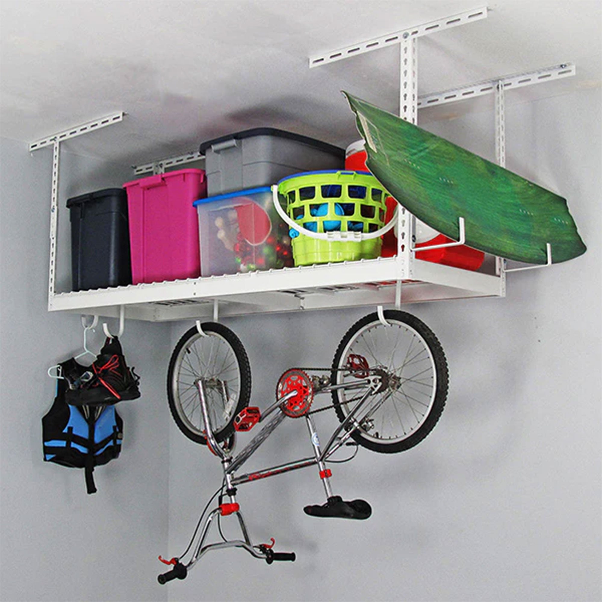 SafeRacks 2' x 6' Overhead Garage Storage Rack , White (Open Box) - VMInnovations