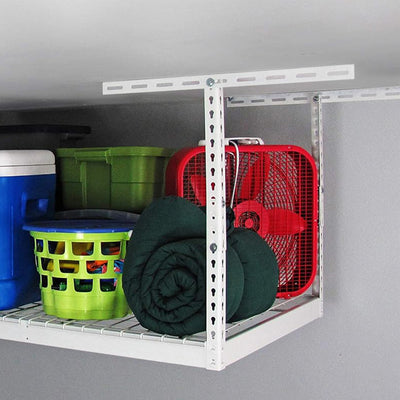 SafeRacks 3' x 8' Overhead Garage Storage Rack Holds Up to 500 Pounds, White