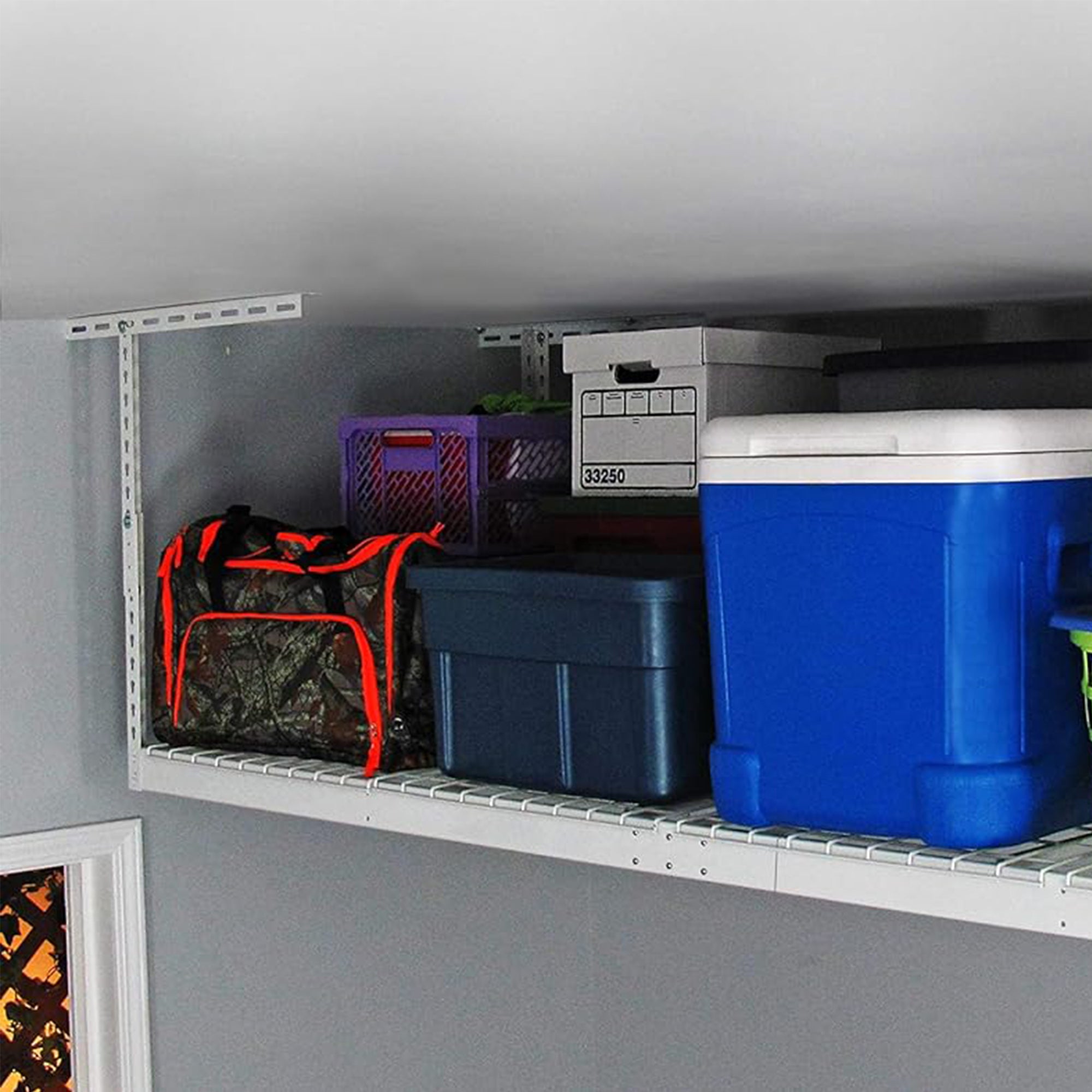 SafeRacks 3' x 8' Overhead Garage Storage Rack Holds Up to 500 Pounds, White