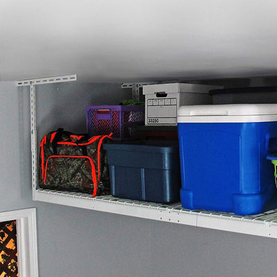 SafeRacks 3' x 8' Overhead Garage Storage Rack Holds Up to 500 Pounds, White