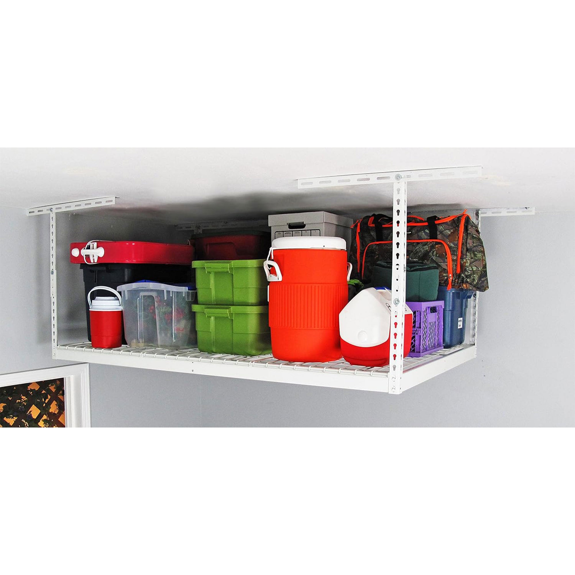 SafeRacks 4' x 6' Overhead Garage Storage Rack Holds Up to 500 Pounds, White