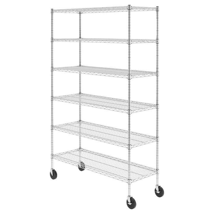 SafeRacks 6 Tiered Storage w/Heavy Duty Steel Shelving Unit, Silver (Open Box)