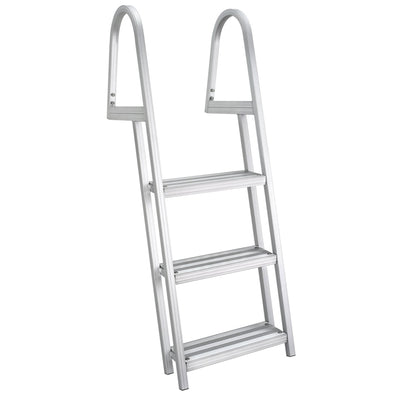 RecPro 3 Step Aluminum Pontoon Dock & Boat Boarding Ladder, Silver (Open Box)