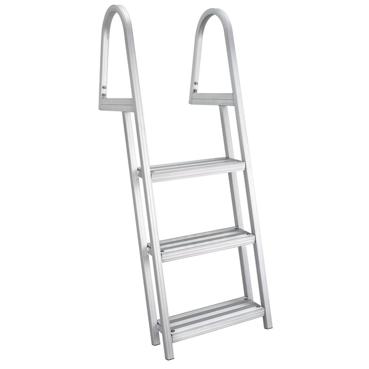 RecPro 3 Step Aluminum Pontoon Dock & Boat Boarding Ladder, Silver (Open Box) - VMInnovations