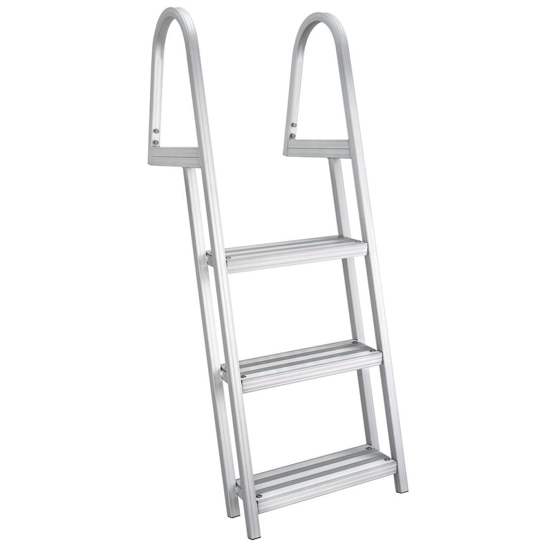 RecPro 3 Step Aluminum Pontoon Dock & Boat Boarding Ladder, Silver (Open Box)