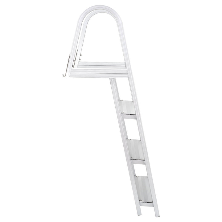 RecPro 3 Step Angled Aluminum Pontoon Dock and Boat Boarding Ladder, Silver