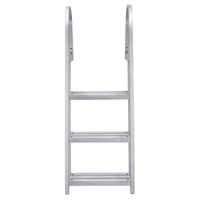 RecPro 3 Step Angled Aluminum Pontoon Dock and Boat Boarding Ladder, Silver - VMInnovations