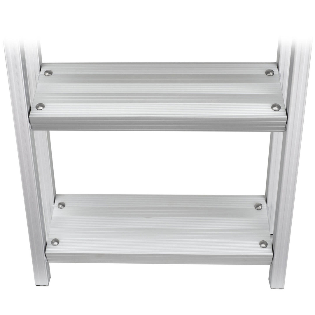 RecPro 3 Step Aluminum Pontoon Dock & Boat Boarding Ladder, Silver (Open Box) - VMInnovations