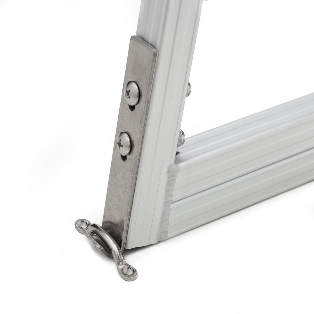 RecPro 3 Step Aluminum Pontoon Dock & Boat Boarding Ladder, Silver (Open Box) - VMInnovations