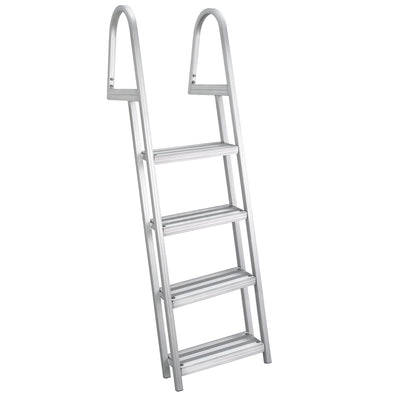 RecPro 4 Step Aluminum Pontoon Dock & Boat Boarding Ladder, Silver (Open Box) - VMInnovations