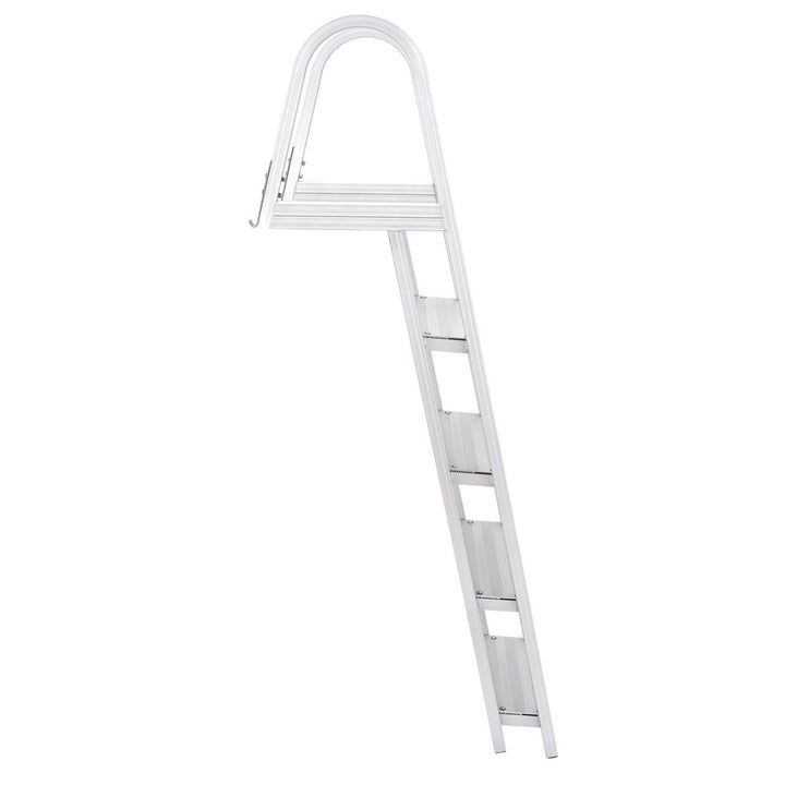 RecPro 4 Step Angled Aluminum Pontoon Dock and Boat Boarding Ladder,Silver(Used)