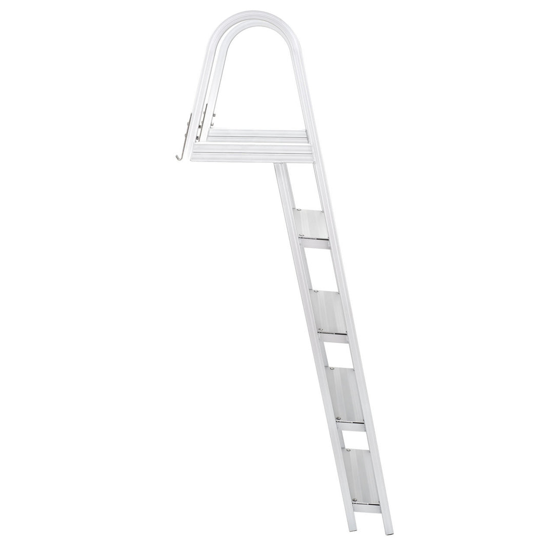 RecPro 4 Step Aluminum Pontoon Dock & Boat Boarding Ladder, Silver (Open Box) - VMInnovations