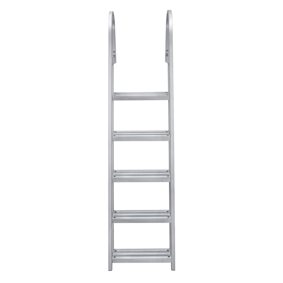 RecPro 5 Step Angled Aluminum Pontoon Dock & Boat Ladder, Silver (Open Box)