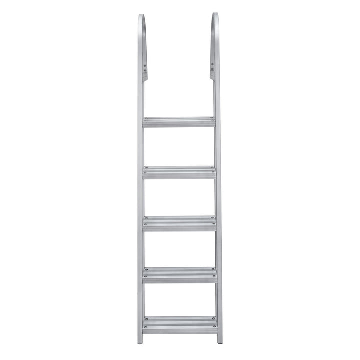 RecPro 5 Step Angled Aluminum Pontoon Dock & Boat Ladder, Silver (Open Box)