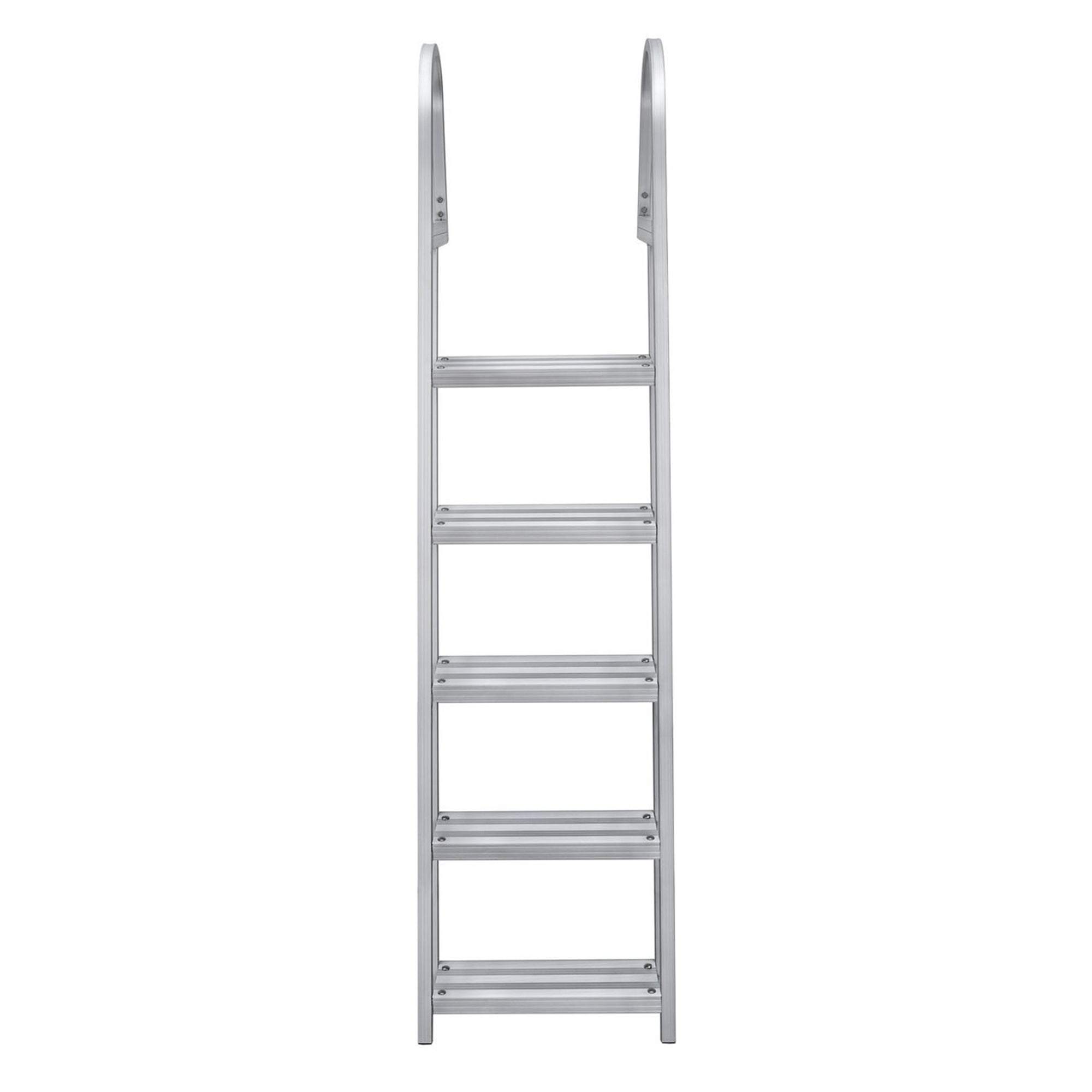 RecPro 5 Step Angled Aluminum Pontoon Dock & Boat Boarding Ladder, Silver (Used) - VMInnovations