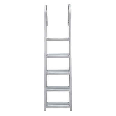 RecPro 5 Step Angled Aluminum Pontoon Dock & Boat Ladder, Silver (Open Box) - VMInnovations