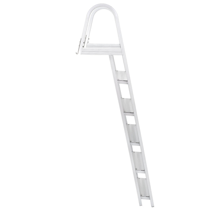 RecPro 5 Step Angled Aluminum Pontoon Dock and Boat Boarding Ladder, Silver