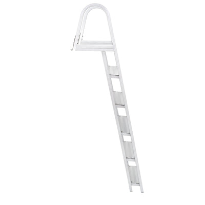 RecPro 5 Step Angled Aluminum Pontoon Dock & Boat Boarding Ladder, Silver (Used)