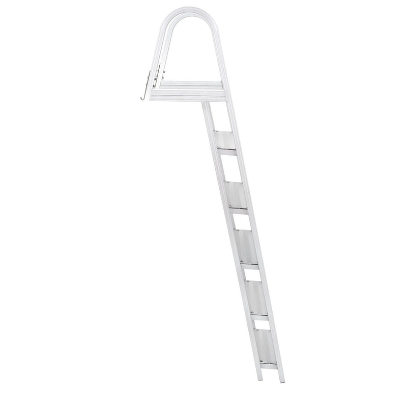 RecPro 5 Step Angled Aluminum Pontoon Dock & Boat Boarding Ladder, Silver (Used)