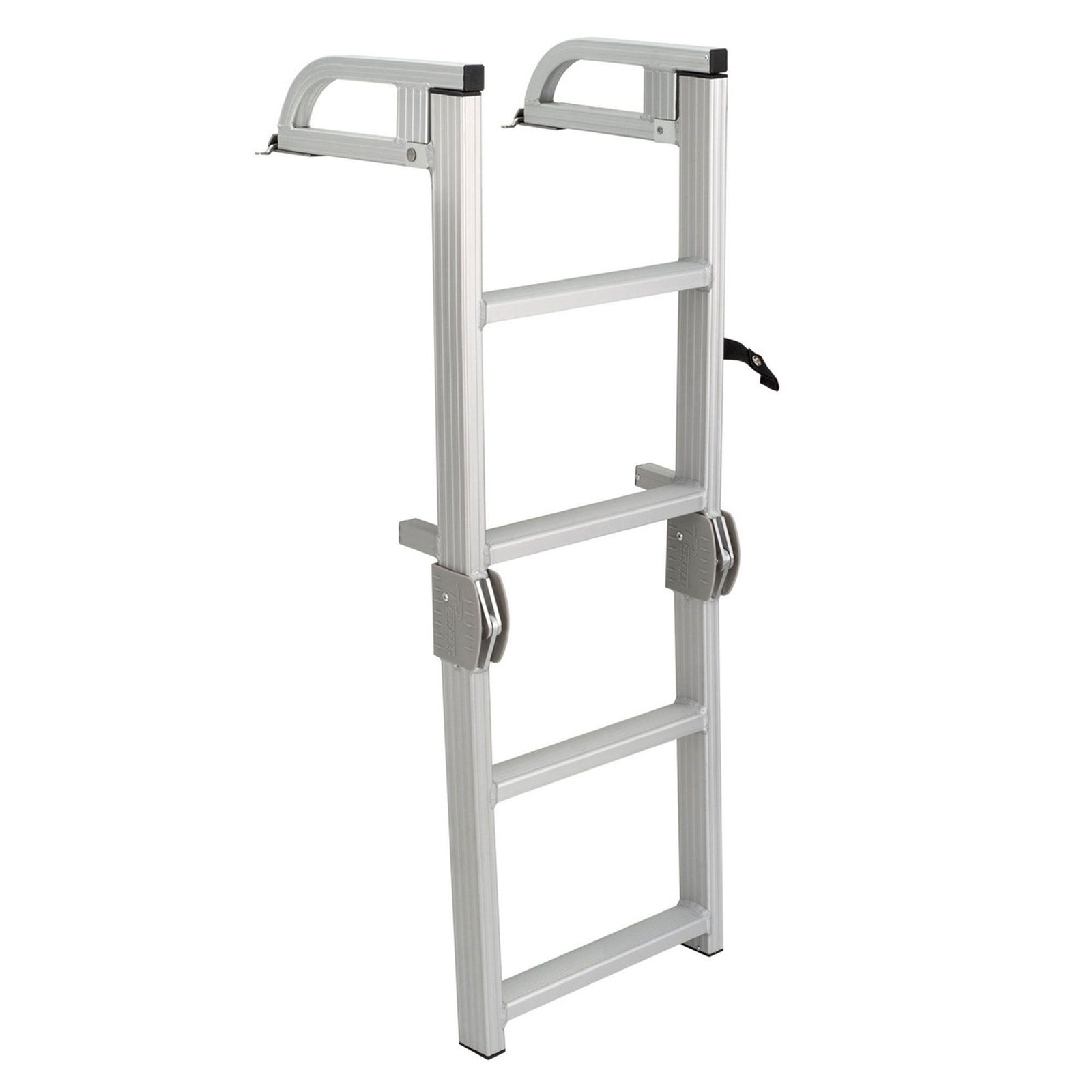 RecPro Compact Space Saving Aluminum Quick Release 4-Step Pontoon Boat Ladder - VMInnovations