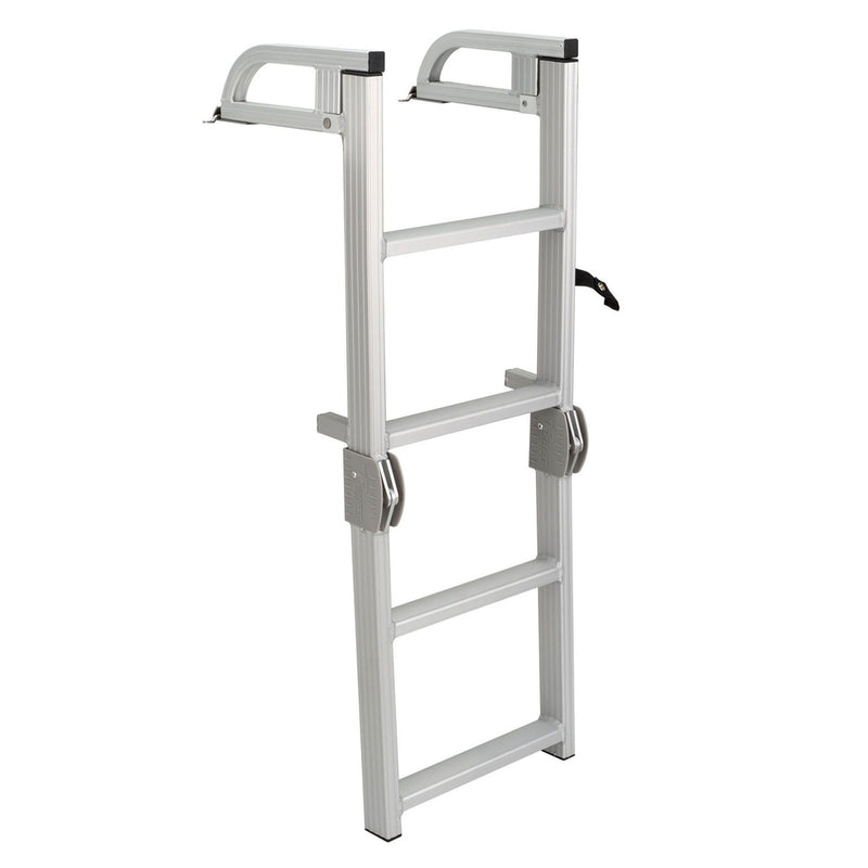 RecPro Compact Space Saving Aluminum Quick Release 4-Step Pontoon Ladder (Used)