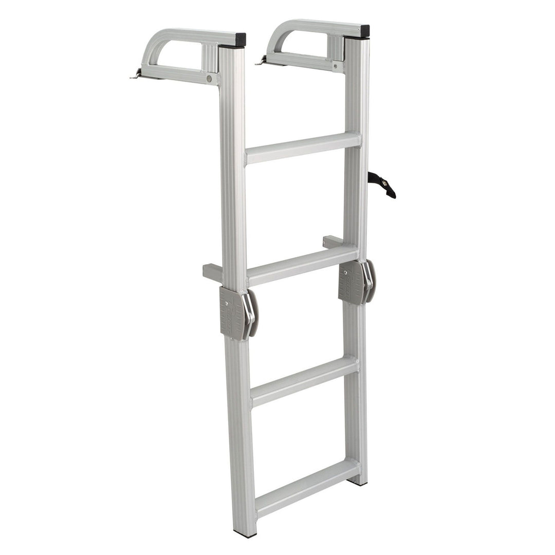 RecPro Compact Space Saving Aluminum Quick Release 4-Step Pontoon Ladder (Used) - VMInnovations