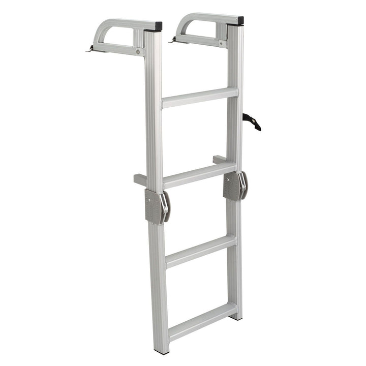 RecPro Compact Space Saving Aluminum Quick Release 4-Step Pontoon Ladder (Used) - VMInnovations