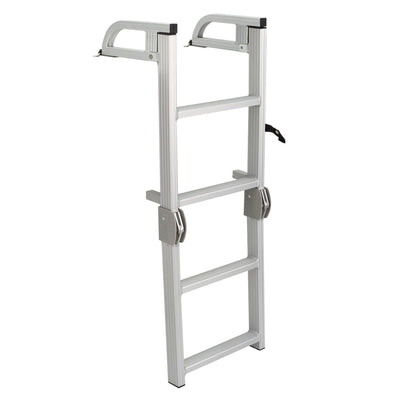 Space Saving Aluminum Quick Release 4-Step Pontoon Boat Ladder (Open Box)