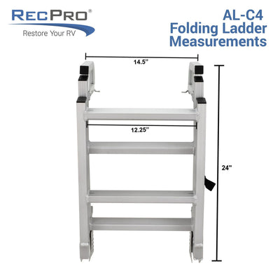 RecPro Compact Space Saving Aluminum Quick Release 4-Step Pontoon Boat Ladder