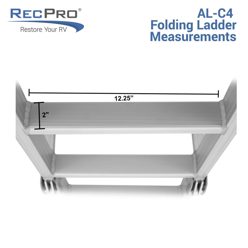 RecPro Compact Space Saving Aluminum Quick Release 4-Step Pontoon Ladder (Used)