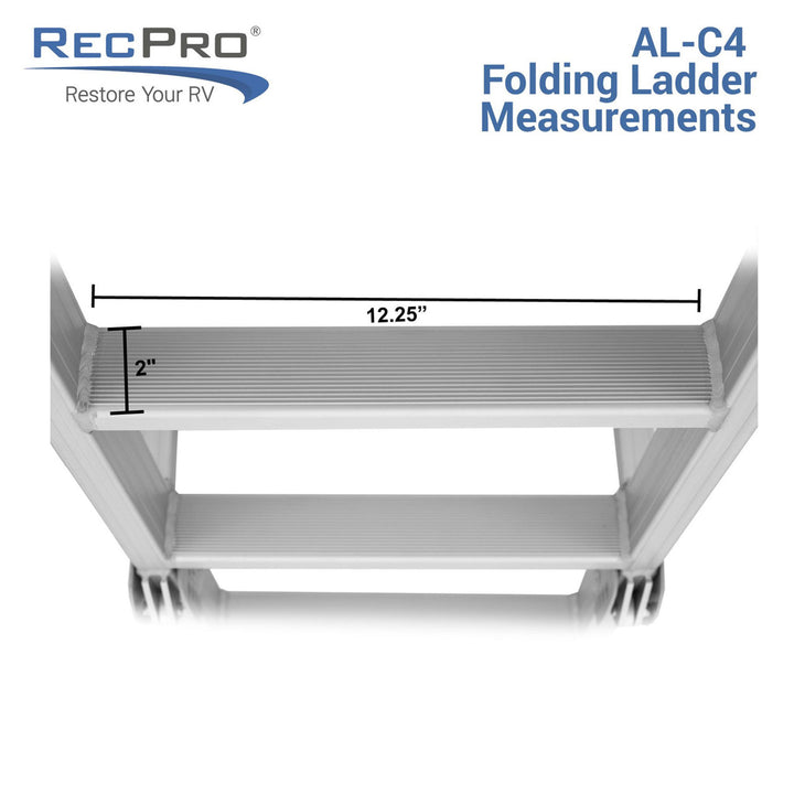 RecPro Compact Space Saving Aluminum Quick Release 4-Step Pontoon Ladder (Used) - VMInnovations