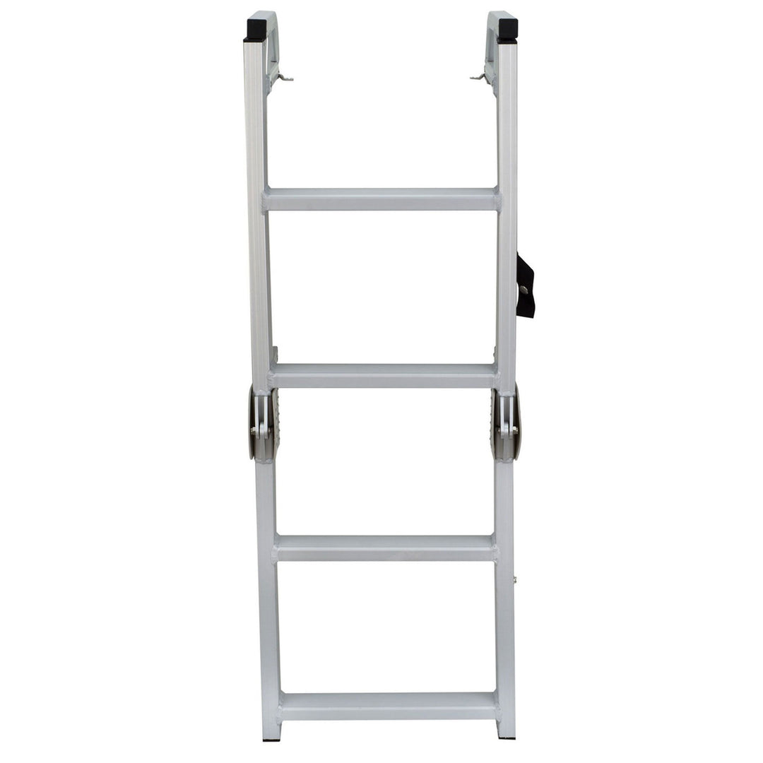 RecPro Compact Space Saving Aluminum Quick Release 4-Step Pontoon Ladder (Used) - VMInnovations