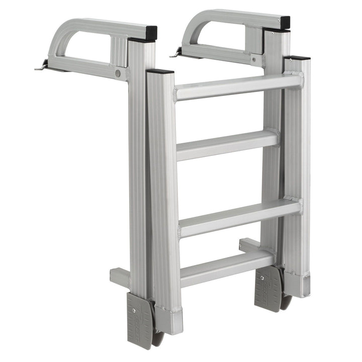 RecPro Compact Space Saving Aluminum Quick Release 4-Step Pontoon Ladder (Used)