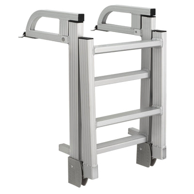 Space Saving Aluminum Quick Release 4-Step Pontoon Boat Ladder (Open Box)