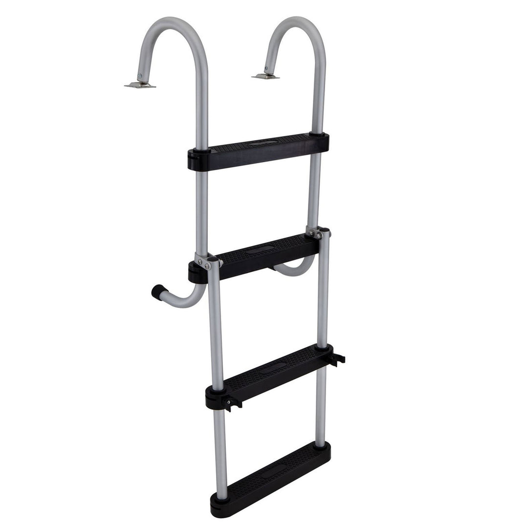RecPro Space Saving Aluminum 4-Step Boat Ladder w/Plastic Steps (Open Box) - VMInnovations