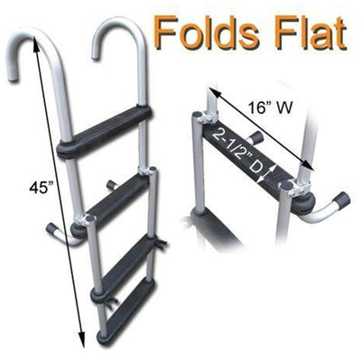 RecPro Space Saving Aluminum 4-Step Pontoon Boat Ladder w/Plastic Steps (Used) - VMInnovations