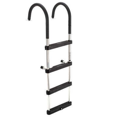 RecPro Compact Stainless Steel Heavy Duty 4 Step Pontoon Boat Ladder (Open Box) - VMInnovations
