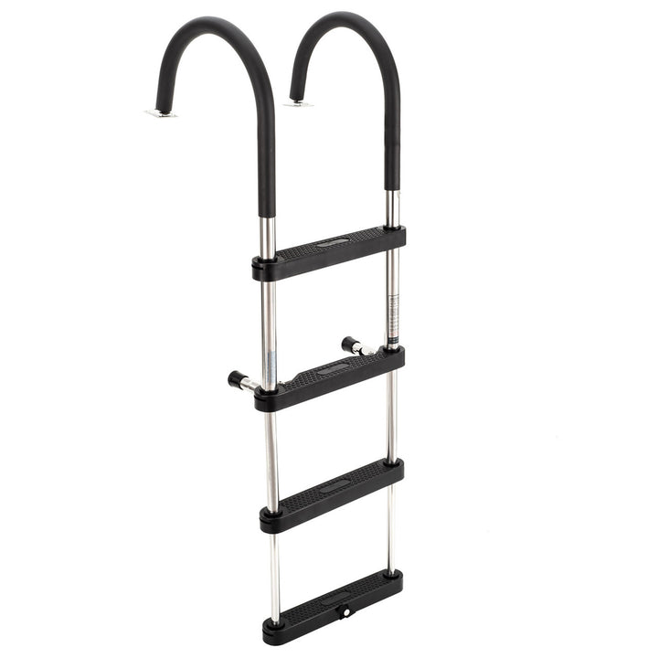 RecPro Compact Stainless Steel Heavy Duty 4 Step Pontoon Boat Ladder (Open Box) - VMInnovations
