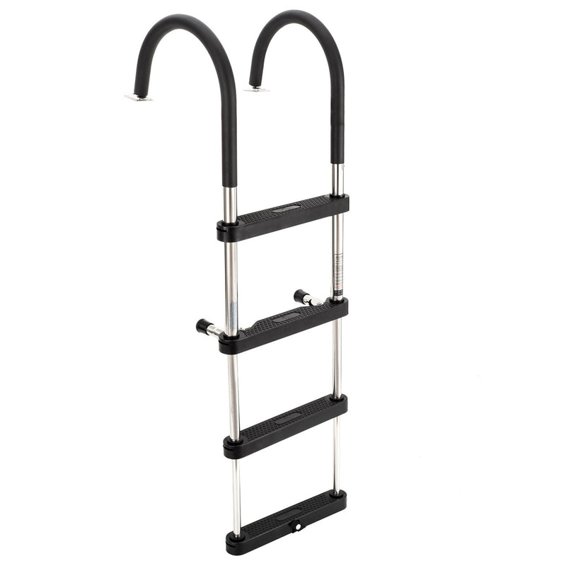 RecPro Compact Steel Heavy Duty 4 Step Pontoon Boat Boarding Ladder (Used)