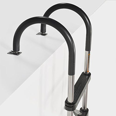 RecPro Compact Stainless Steel Heavy Duty 4 Step Pontoon Boat Boarding Ladder - VMInnovations