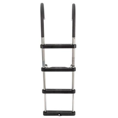 RecPro Compact Stainless Steel Heavy Duty 4 Step Pontoon Boat Boarding Ladder - VMInnovations