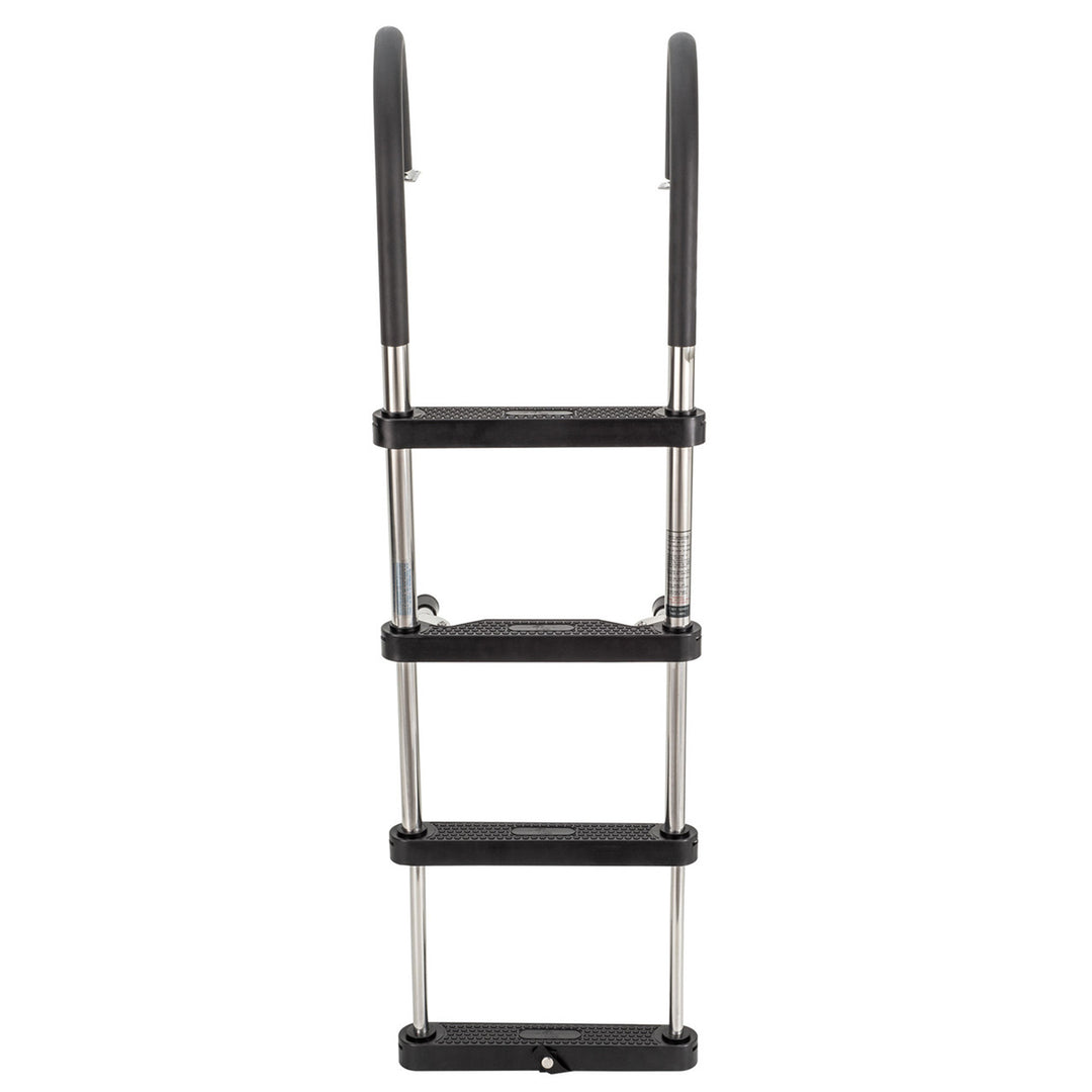 RecPro Compact Stainless Steel Heavy Duty 4 Step Pontoon Boat Ladder (Open Box) - VMInnovations